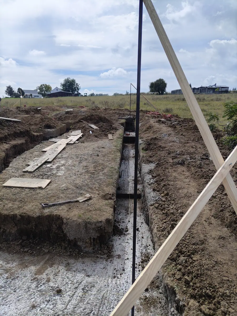Foundation trenches dug and set out on a new site