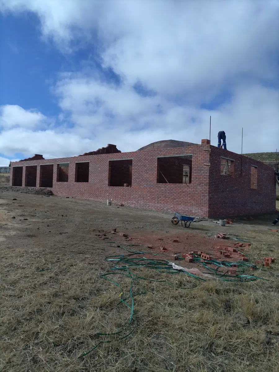 Face-brick walls going up on a new build